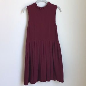 Anthropologie Ganni Red High Neck Dress Size S